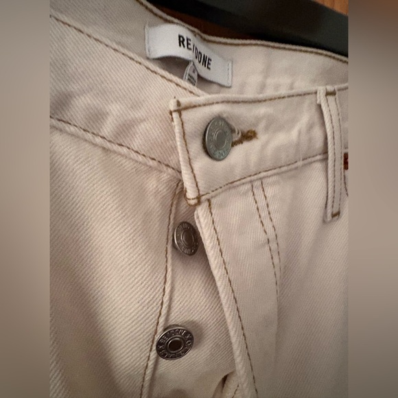 Re/Done Relaxed long Off-White distressed Denim Pants 31 - Picture 5 of 14